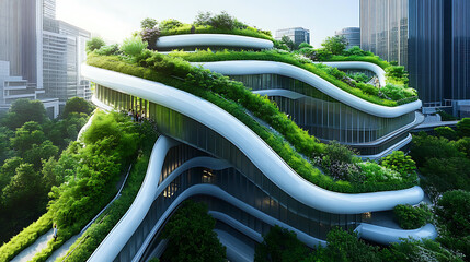 Aufkleber - Sustainable urban design featuring eco-friendly elements