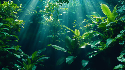 Aufkleber - Underwater view of green plants