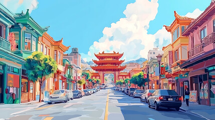 Poster - View of Chinatown Gate in San Francisco, California