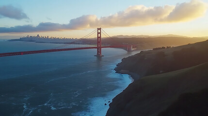 Poster - View of the famous Golden Gate Bridge, San Francisco