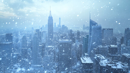 Wall Mural - View of beautiful New york skyline with snow