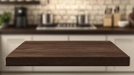 Aufkleber - Wood table top on blurred kitchen background