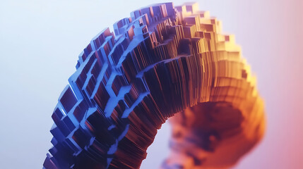 Poster - shape morphing, dynamic voxels 3D illustration