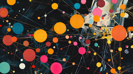 Poster - social network in use with images of circles drawn