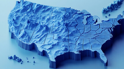 Leinwandbilder - usa map of the us in blue 3d illustration