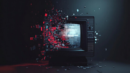 Aufkleber - vertical video animation, Digital Tv Bad Signal Transmission ,Noise, Static