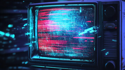 Poster - vertical video animation, Digital Tv Bad Signal Transmission ,Noise, Static