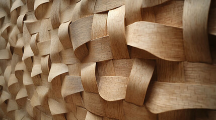 Poster - woven wood wall that has patterns