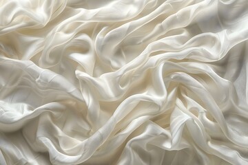 Poster - Elegant White Satin Fabric with Soft, Flowing Drapes