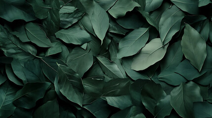 Aufkleber - A captivating photo showcasing a background of lush leaves, embodying aesthetic minimalism, The wallpaper features a palette of dark sage colors, offering a serene and sophisticated vibe