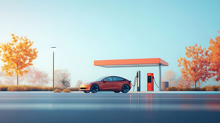 Poster - a progressive concept for a car and electric vehicle charging station powered by clean energy with z