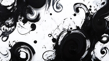 Poster - Abstract background with black and white swirls of paint