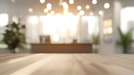 Poster - Abstract light bokeh in office interior background for design, Blurred empty open space office, for background