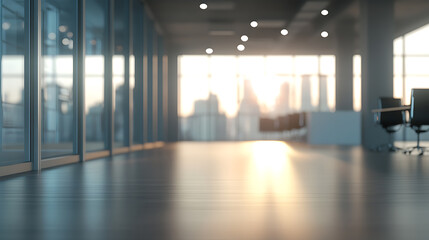 Aufkleber - Abstract light bokeh in office interior background for design, Blurred empty open space office, for background