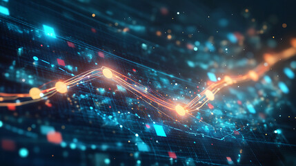Fototapete - Arrow chart showing business growth on a digital transformation background