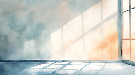 Aufkleber - Painting of light reflection on empty wall, Watercolor pastel colors aesthetic minimalism background with neutral style, Empty wall with color gradients as elegant and simple backdrop