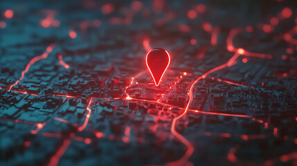 Aufkleber - 3D red pinpoint illustration, representing a location pin icon on a map