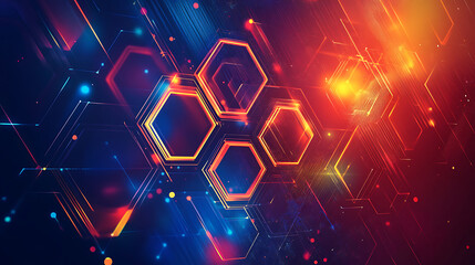 Leinwandbilder - Abstract dark hexagon pattern on red neon background technology style, Modern futuristic geometric shape web banner design, You can use for cover template, poster, flyer, print ad, Vector illustration