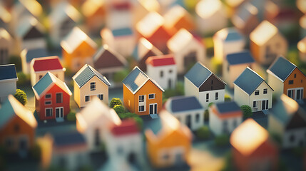 Poster - An illustrative concept of the housing market, showcasing residential real estate development, property investment growth, and the upward trend in housing sales and prices
