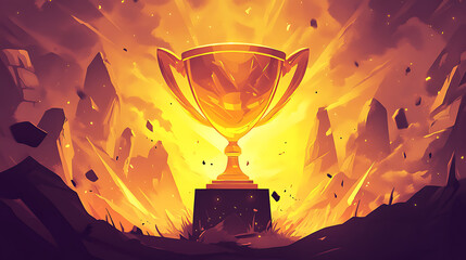 Leinwandbilder - Champion golden trophy for winner background, Success and achievement concept, Sport and cup award theme
