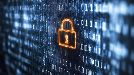 Aufkleber - Security concept, Shield Lock on digital screen, Cyber Security Concept, Internet Security Background