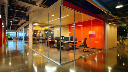 Wall Mural - an open space office with glass walls