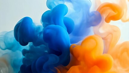 Poster - Blue and orange ink swirls together in a vibrant abstract pattern