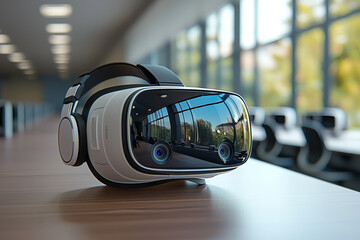 Poster - a virtual reality classroom set in the metaverse, showcasing the potential of immersive experiences 