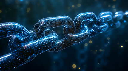 Poster - abstract chains digital technology background, sound and graphic shapes, network, graph, fluctuations