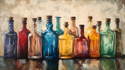 Poster - an art print of bottles of different colors
