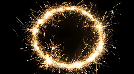 Fototapete - golden sparkler border on black background