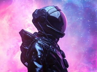 a model in a sci-fi inspired space suit or futuristic astronaut