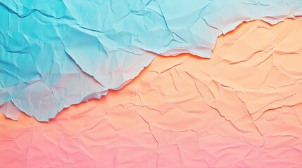 Poster - crumpled paper texture in blue and peach tones with soft gradients creating an abstract background f
