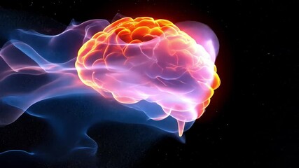 Poster - A vibrant representation of a brain surrounded by colorful cosmic energy in deep space