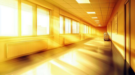 Poster - Serene Hallway Illuminated by Soft Golden Light