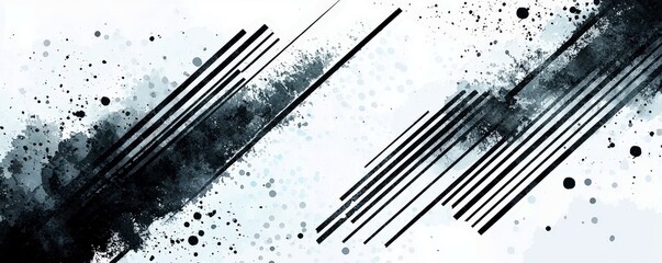 Poster - Minimalist Watercolor Abstract Painting in Black and White