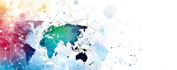 Poster - Vibrant Watercolor World Map Illustration