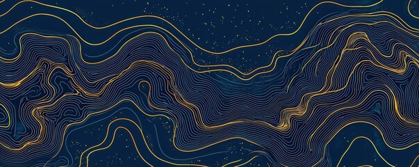Poster - Elegant Abstract Design with Golden Lines on Dark Background