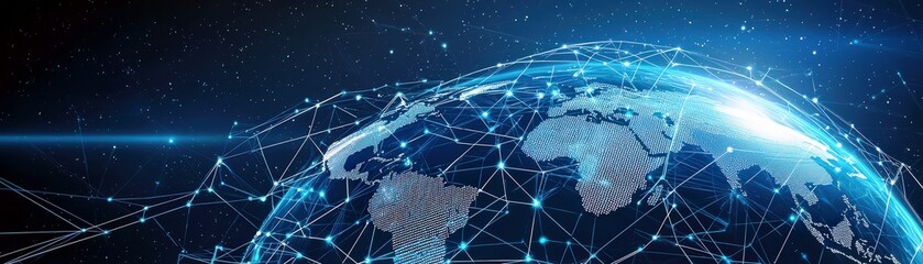 Poster - Futuristic Watercolor Painting of a Connected World