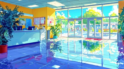 Poster - Vibrant Contemporary Anime-Style Interior Scene
