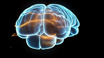 Poster - Detailed visualization of a glowing digital brain representing intelligence and technology