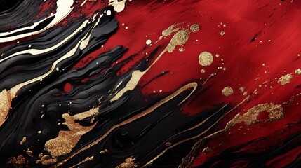 Poster - Artistic abstract design featuring swirling red, black, and gold patterns creating a dynamic visual effect
