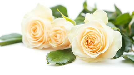 Aufkleber - Beautiful roses on white background, flat lay with space for text, Funeral symbol