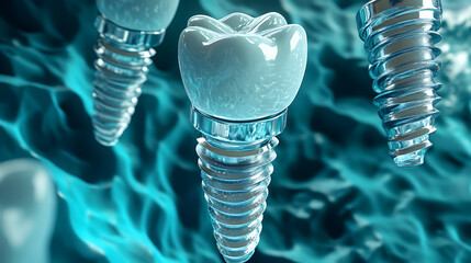 Poster - Close up of dental teeth implant, 3D
