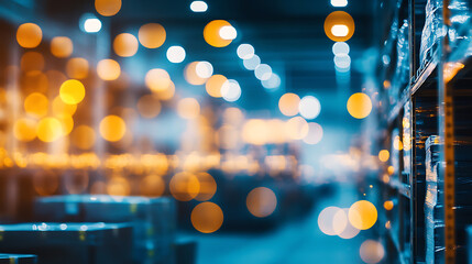Poster - Blurred business background, Blur warehouse with bokeh light background