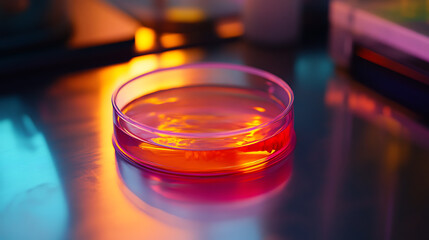 Aufkleber - Cultured meat concept, a laboratory setting presents a petri dish nurturing lab-grown meat, promising sustainable food solutions