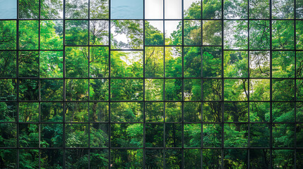 Poster - exemplifying the esg, environmental, social, governance concept, a corporate glass building facade r