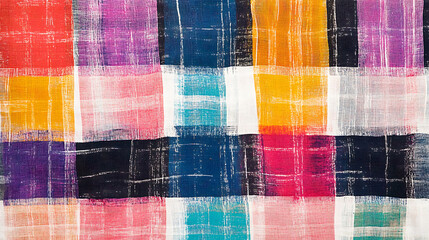 Aufkleber - a colorful plaid print with checks