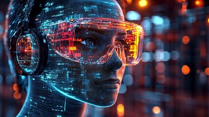 Poster - Exploring VR tech with a futuristic digital interface and enhanced visuals