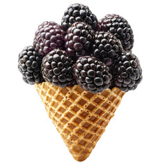 Wall Mural - sugar cone with blackberry on transparent backgroung, png file, no background